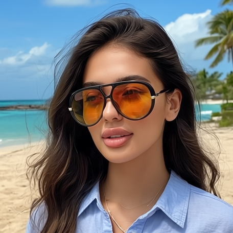 Aviator Fashion Sunglasses with Yellow Tinted Lenses