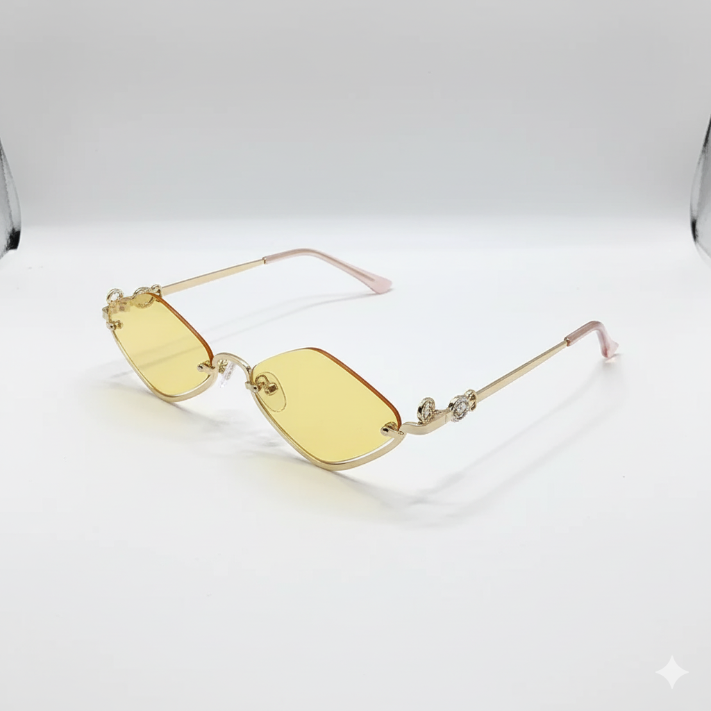 Cat Eye Sunglasses with Gold Metal Frame